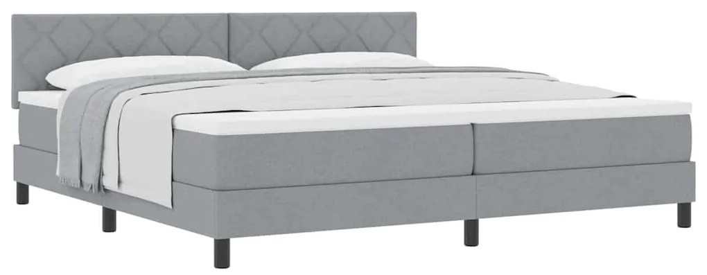 Cama Box Spring com Colchão Cinza Claro 200x200 cm Tecido