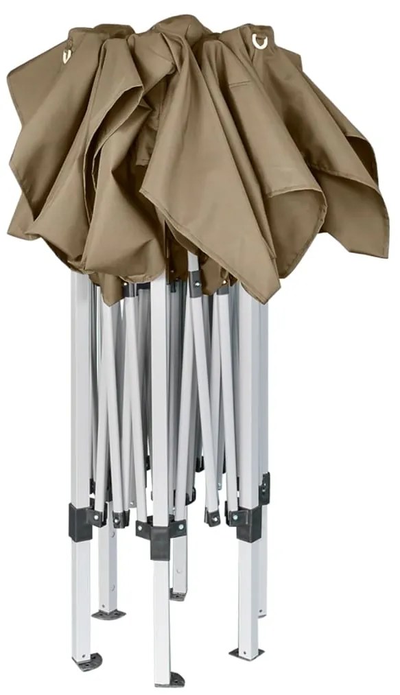 Tenda pop-up hexag. dobrável 3,6x3,1m 220g/m² cinza-acastanhado