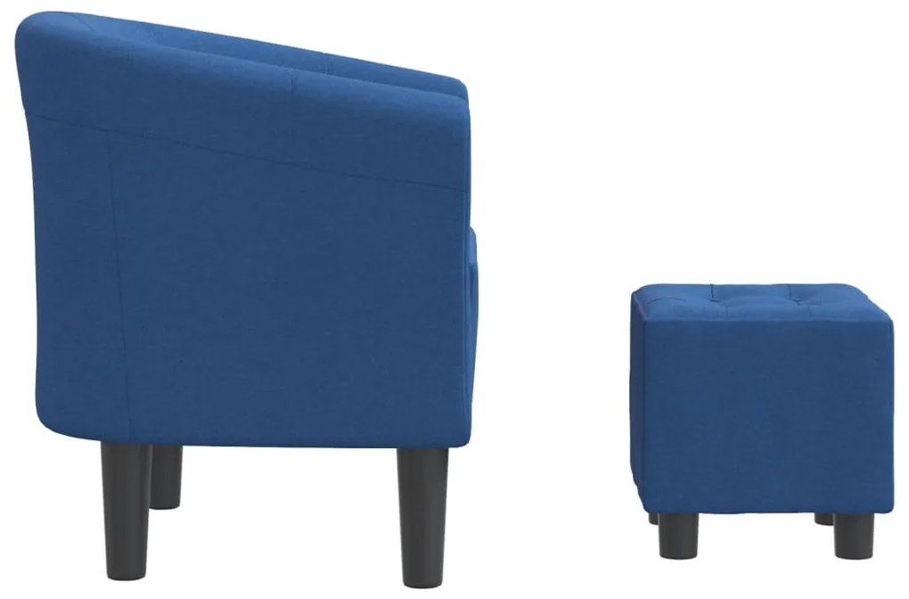 Poltrona com apoio de pés tecido azul