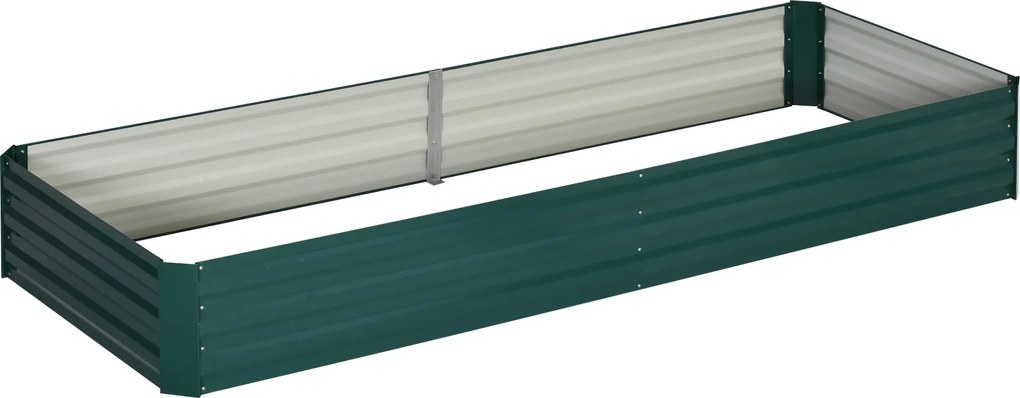 Outsunny Caixa de Plantio de Aço Galvanizado para Cultivar Plantas Flores Ervas com Fundo Aberto 180x90x30 cm / 241x90,5x30 cm Verde | Aosom Portugal