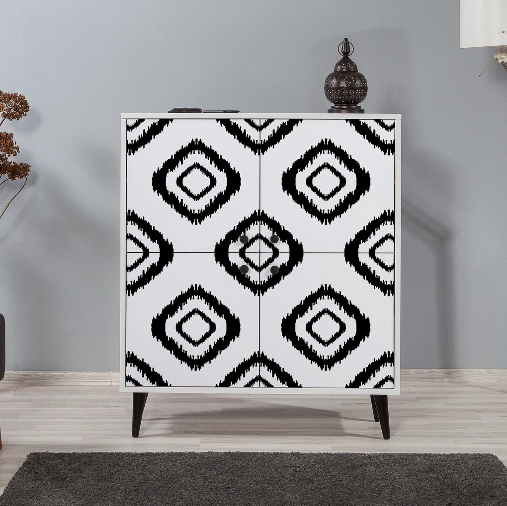 Armário Multiuso Multilux – Branco/Preto – 95x111x36 cm