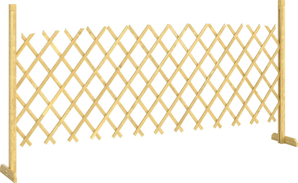 Outsunny Barreira Extensível em Madeira de Abeto 180 cm, Base Estável, para Interior Exterior Varanda Jardim, 180x30x90cm, Natural | Aosom Portugal