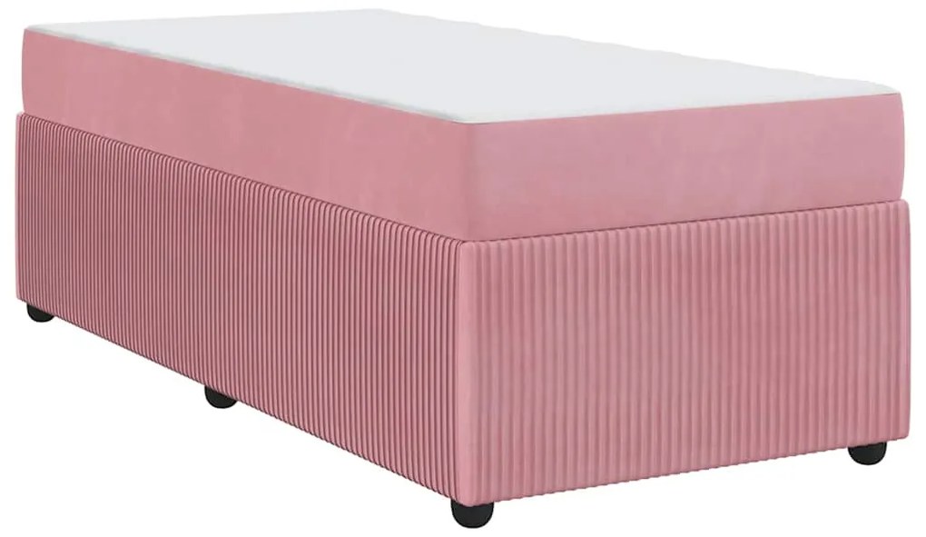 Estrutura de cama com colchão Outros Rosa 90 x 190 cm Veludo