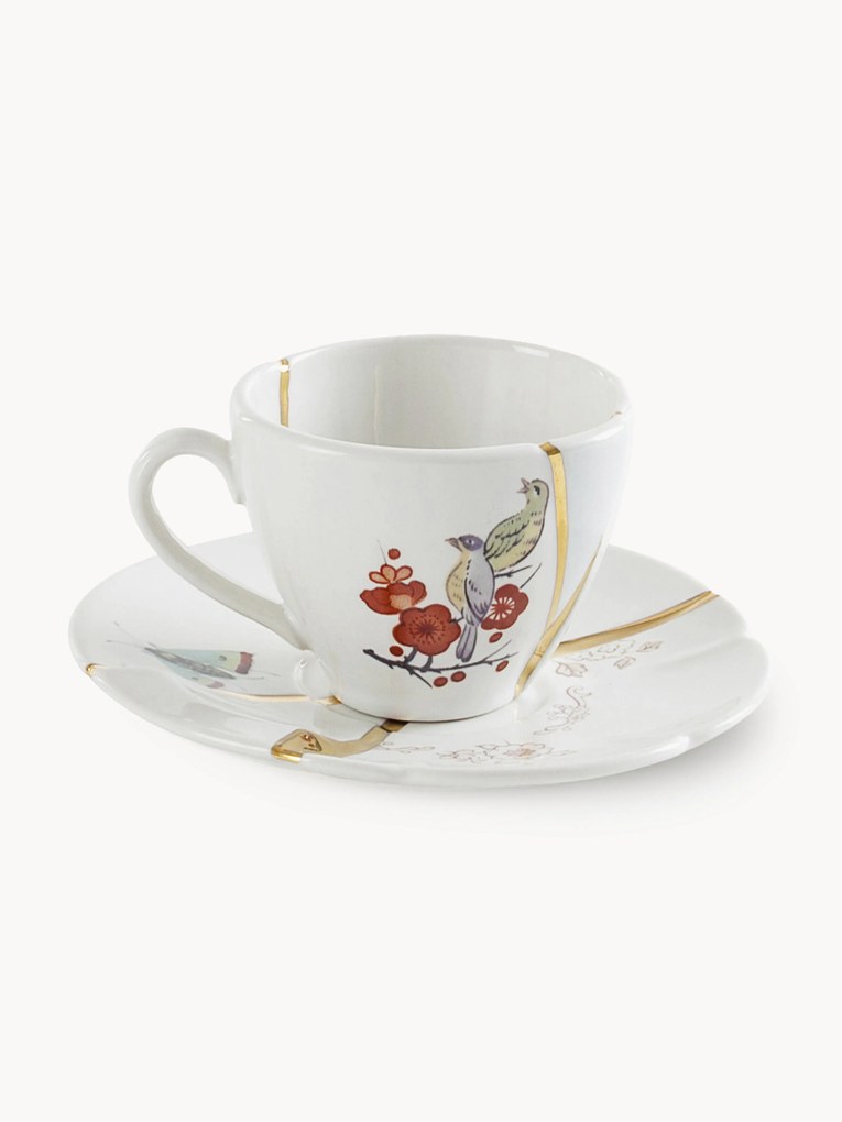 Chávena de café com pires do designer Kintsugi