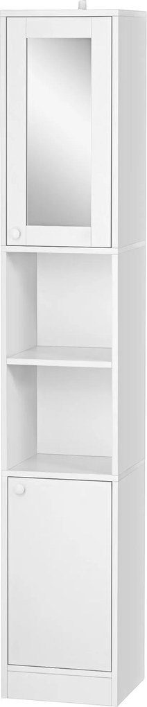 Armário alto de casa de banho com prateleira ajustável - 30 x 28 x 170 cm - branco