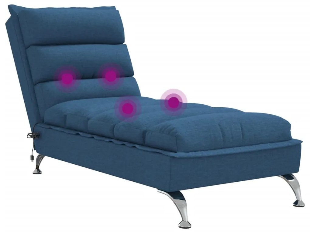 Chaise lounge de massagem com almofadões tecido azul