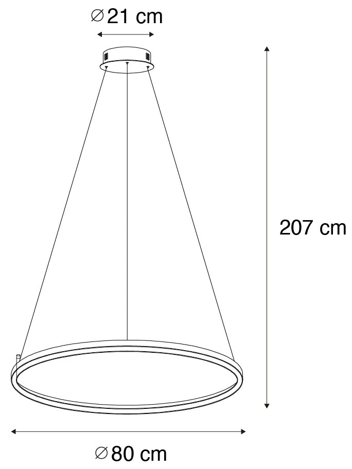 Candeeiro de suspensão preto 80 cm com LED regulável em 3 níveis - Girello Design