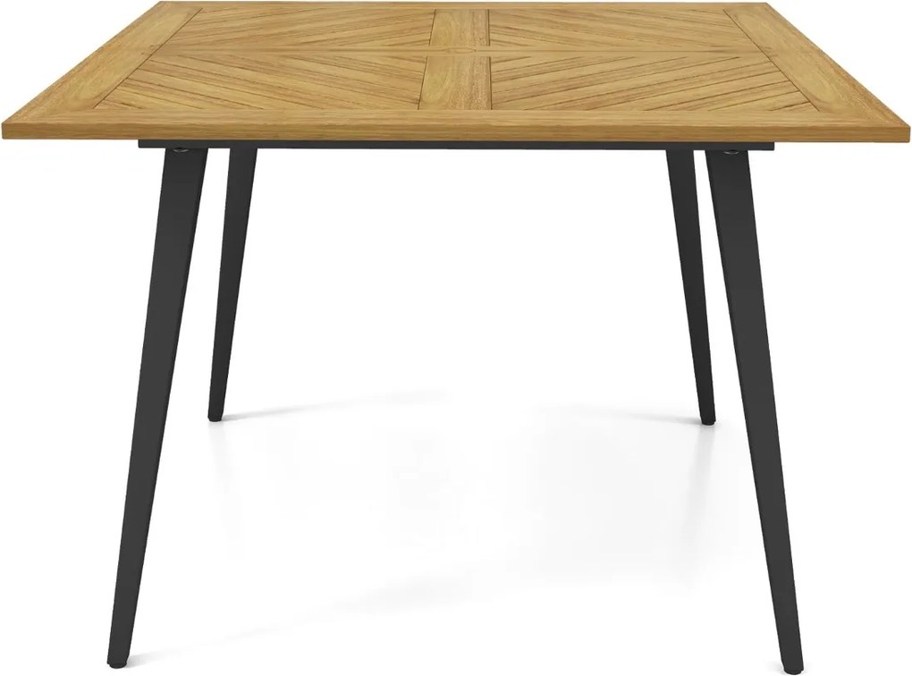 Mesa de jantar de jardim 107 x 107 x 75 cm (CADEIRAS NÃO INCLUIDAS) para 4 pessoas Mesa de pátio em madeira de acácia com orifício para guarda-sol de