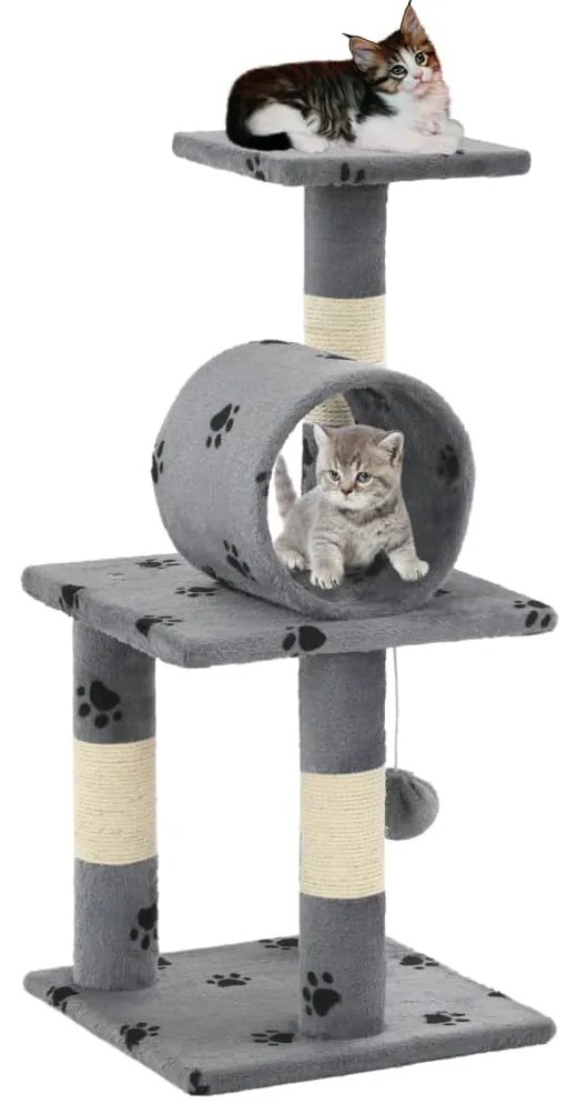 vidaXL Árvore para gatos c/postes arranhadores sisal 65 cm cinzento