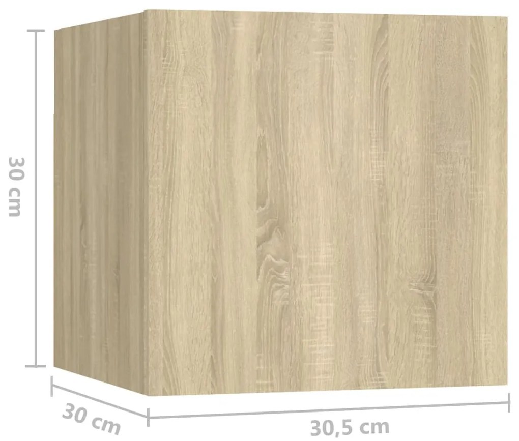 8 pcs conjunto móveis de TV derivados madeira carvalho sonoma