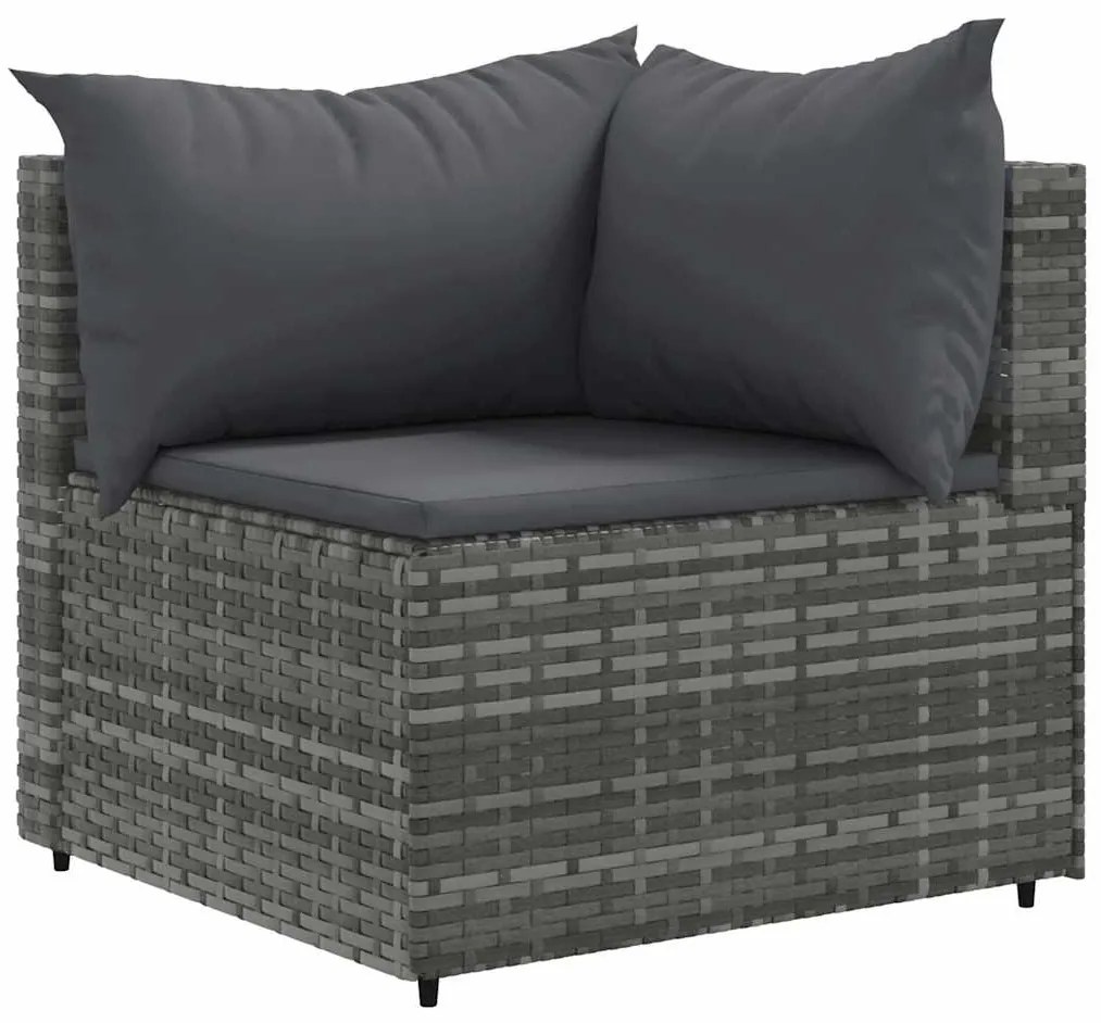 8 pcs conjunto lounge de jardim c/ almofadões vime PE cinzento