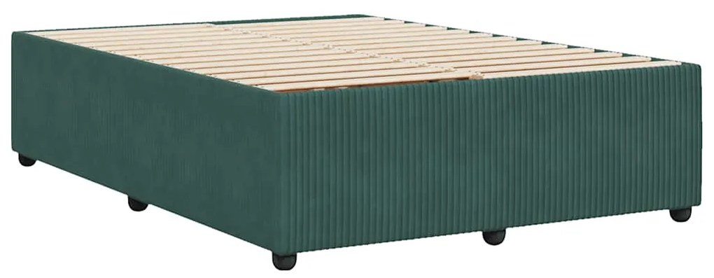 Estrutura de cama sem colchão 140x190 cm veludo verde-escuro