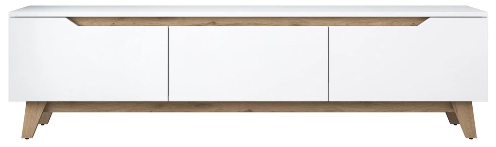 Móvel de TV "Oslo" - 180x48,6x35 cm - Branco e Nogueira - Design Moder