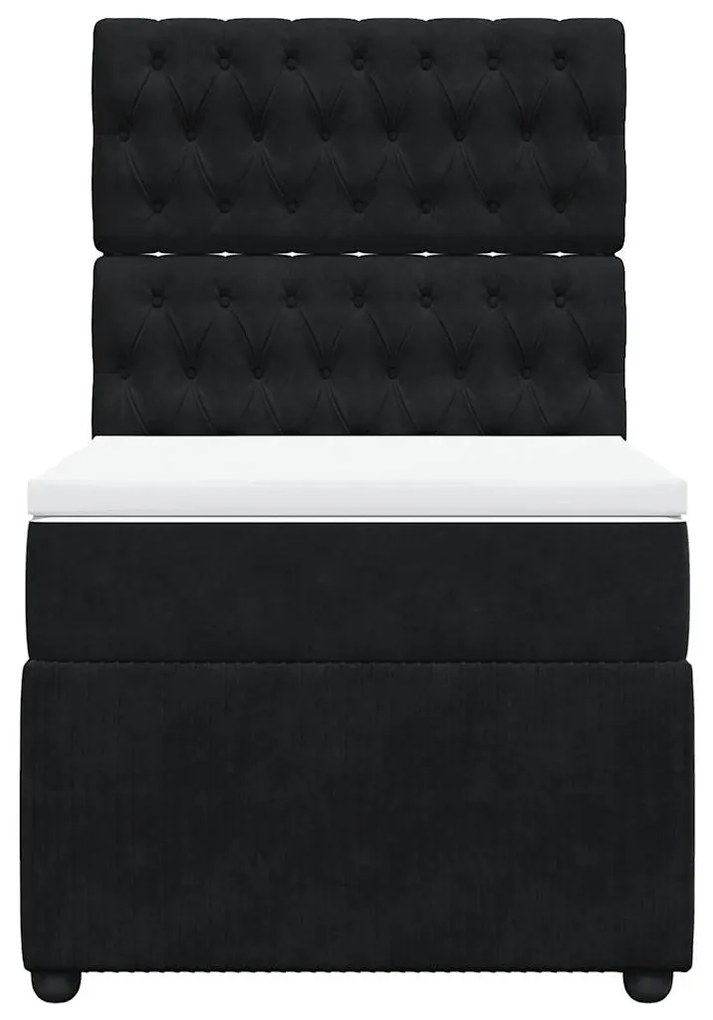Cama com molas/colchão 100x200 cm veludo preto
