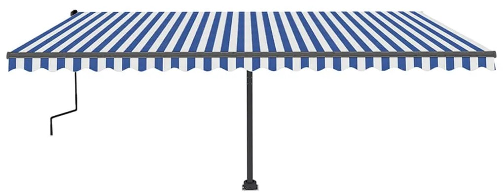 Toldo retrátil manual com LED 500x350 cm azul e branco