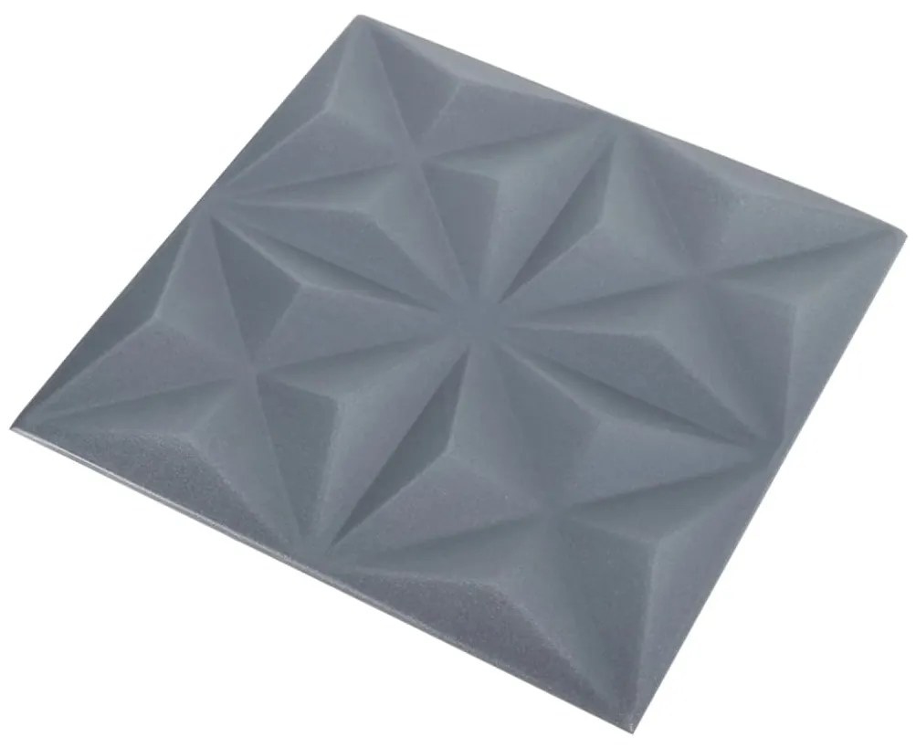 Painéis de parede 3D 12 pcs 50x50 cm 3 m² origami cinza