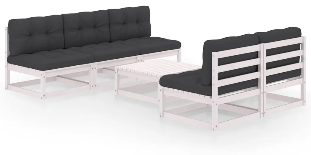 vidaXL 6 pcs conjunto lounge de jardim com almofadões pinho maciço