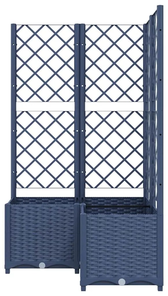 Vaso/floreira jardim c/ treliça 80x80x136 cm PP cinzento azul