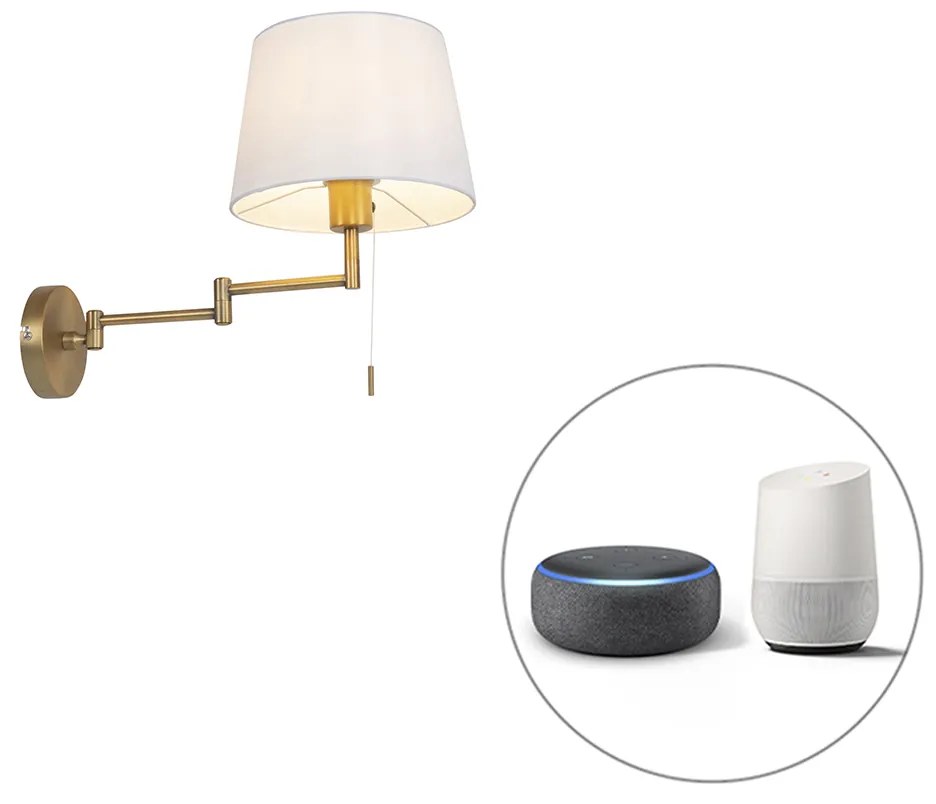 LED Candeeiro de parede inteligente bronze com abajur branco incl. Wifi A60 - Ladas Deluxe Moderno