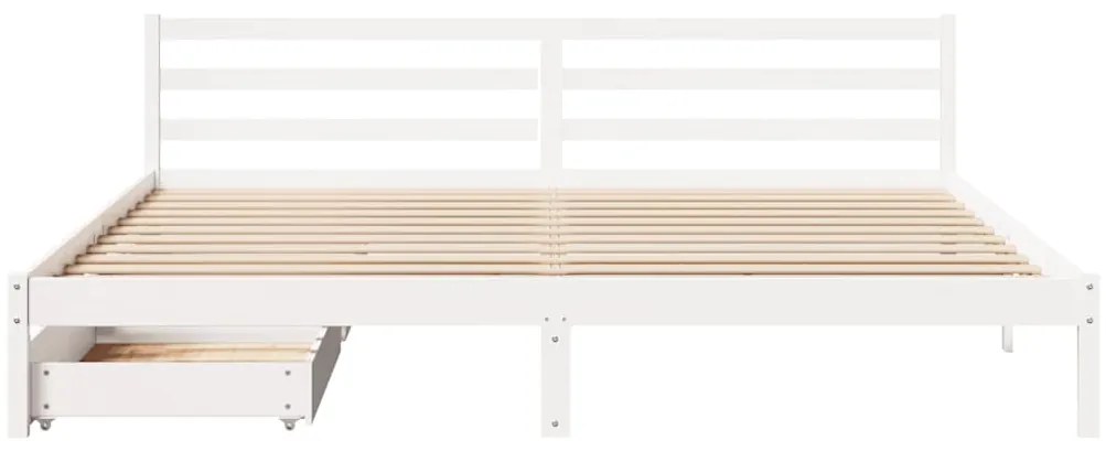 Cama sem colchão 200x200 cm madeira de pinho maciça branco