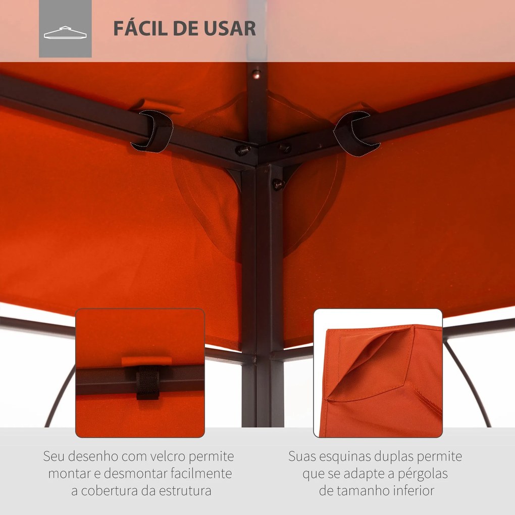 Toldo de Substituição 4x3m para Pérgola de Jardim 2 Níveis Respirável