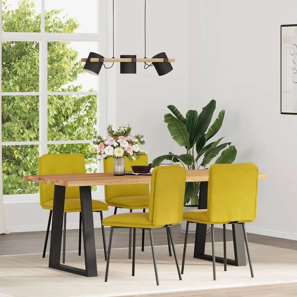 vidaXL Cadeiras de jantar 4 pcs veludo amarelo
