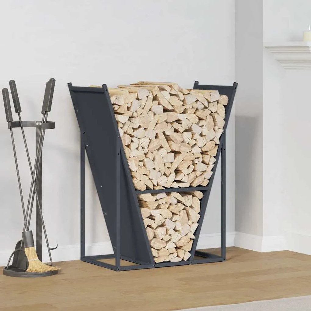Suporte para lenha 69,5x35x81 cm aço laminado a frio antracite