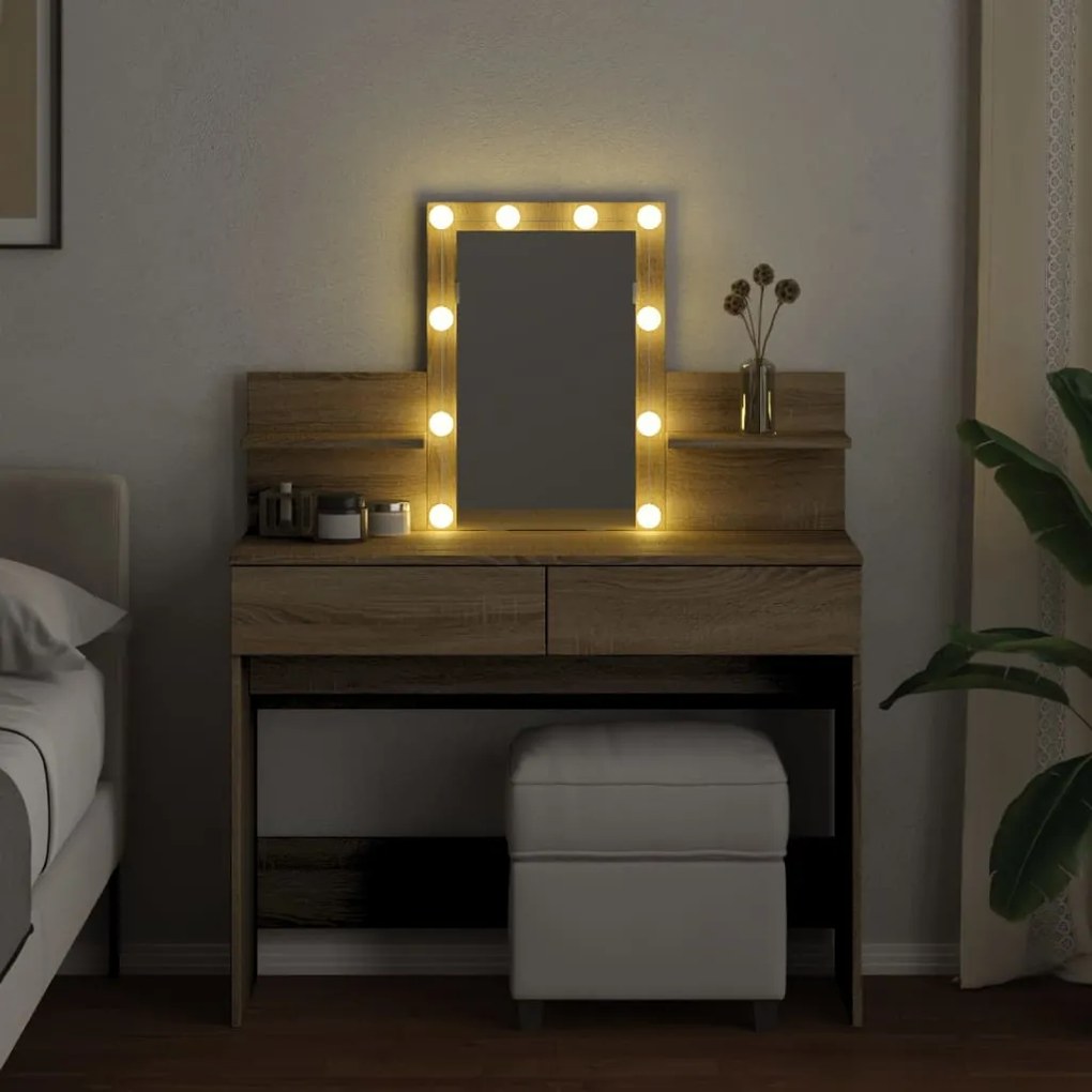 Toucador com LEDs 100x40x130 cm carvalho sonoma