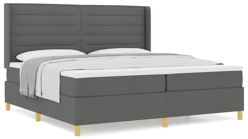 Cama Box com Colchão Cinza Escuro 200 x 200 cm em Tecido