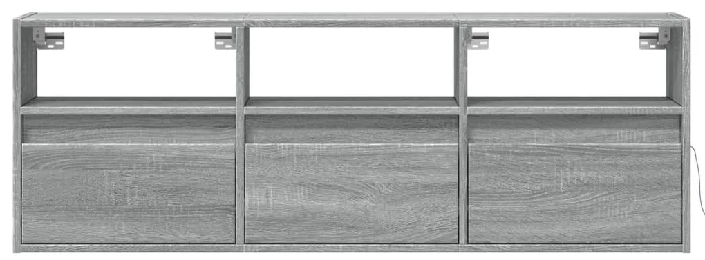 Móvel de parede p/ TV c/ luzes LED 130x31x45 cm cinzento sonoma