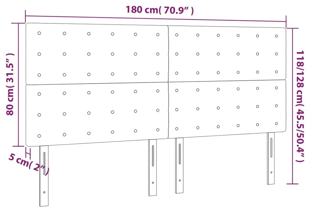 Cabeceira de cama 4 pcs couro artificial 90x5x78/88 cm branco