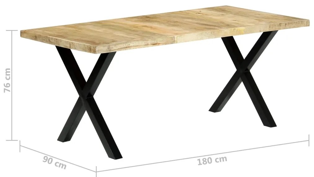 Mesa de jantar 180x90x76 cm madeira de mangueira maciça