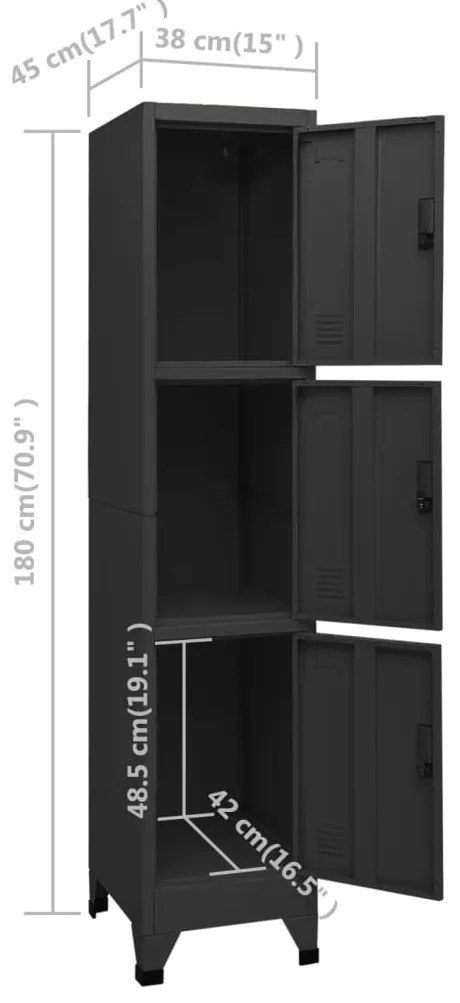Cacifo 38x45x180 cm aço preto
