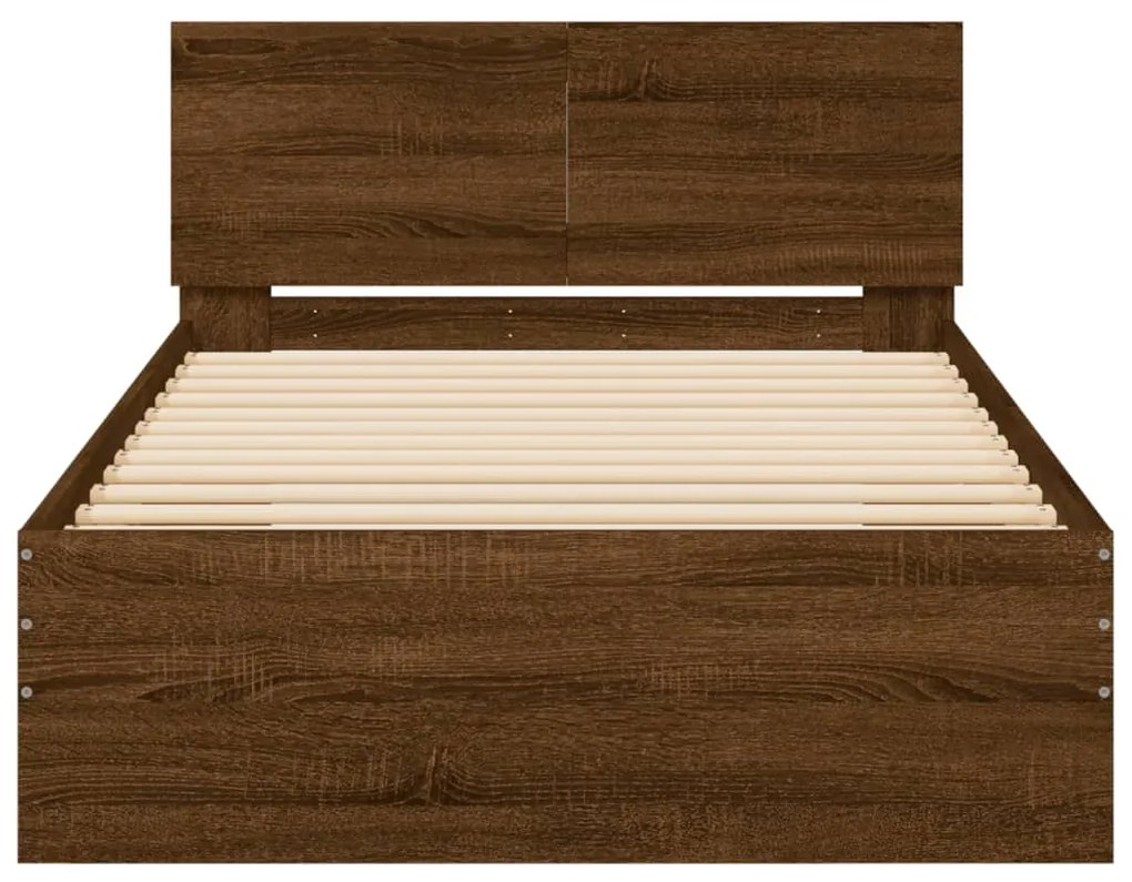 Cama sem colchão com cabeceira 100x200 cm carvalho castanho