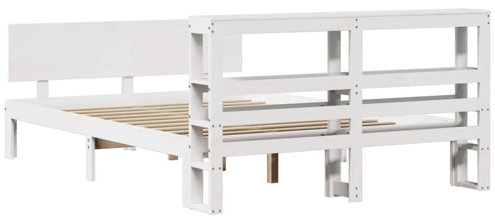 Estrutura de cama c/ cabeceira 150x200 cm pinho maciço branco