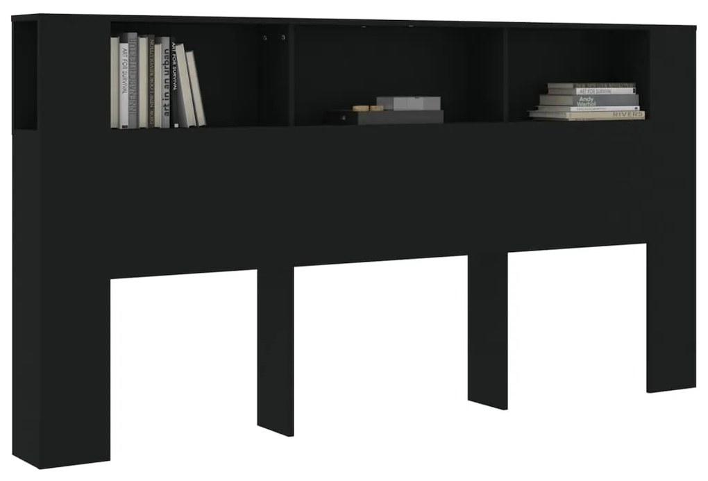 Armário de cabeceira 200x18,5x104,5 cm preto