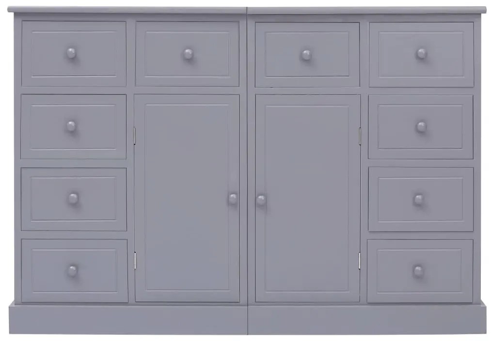 Aparador com 10 gavetas 113x30x79 cm madeira cinzento