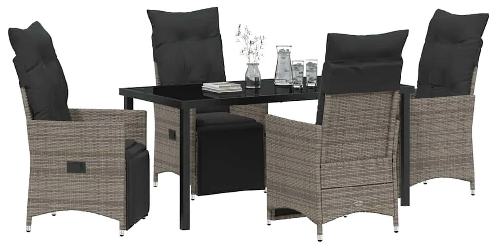 Conjunto de Jantar de Jardim com 5 Peças e Almofadas em Rattan de Poli