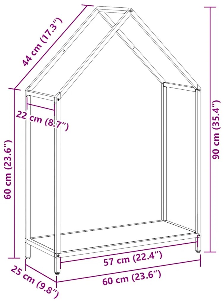 Suporte para lenha 60x25x90 cm aço laminado a frio preto