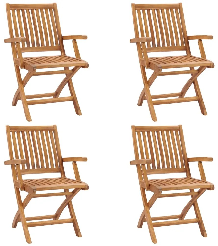 vidaXL Cadeiras de jardim dobráveis 4 pcs madeira de teca maciça