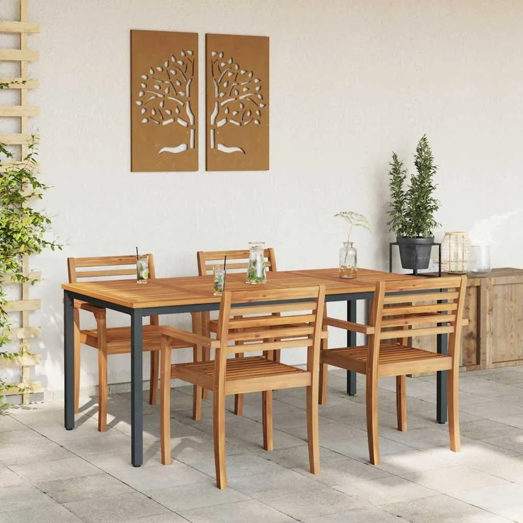 Mesa de Jardim 180 x 90 x 75 cm em madeira de acácia e metal