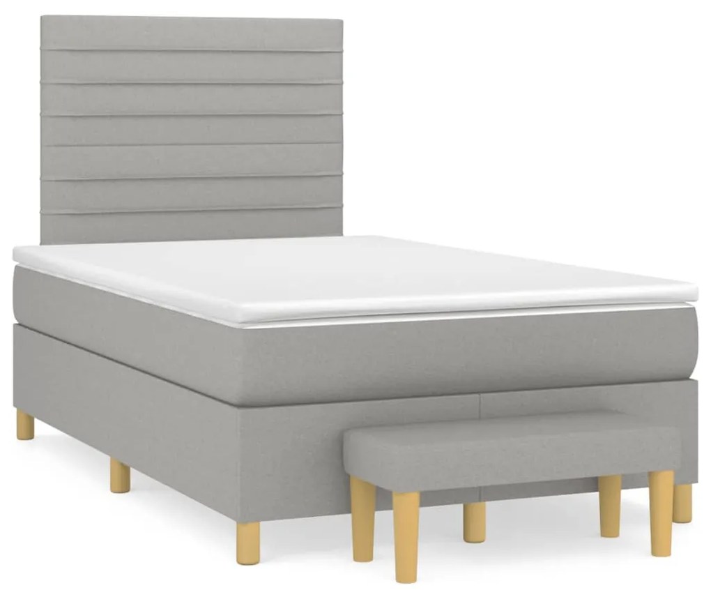vidaXL Cama boxspring com colchão 120x190 cm tecido cinzento-claro