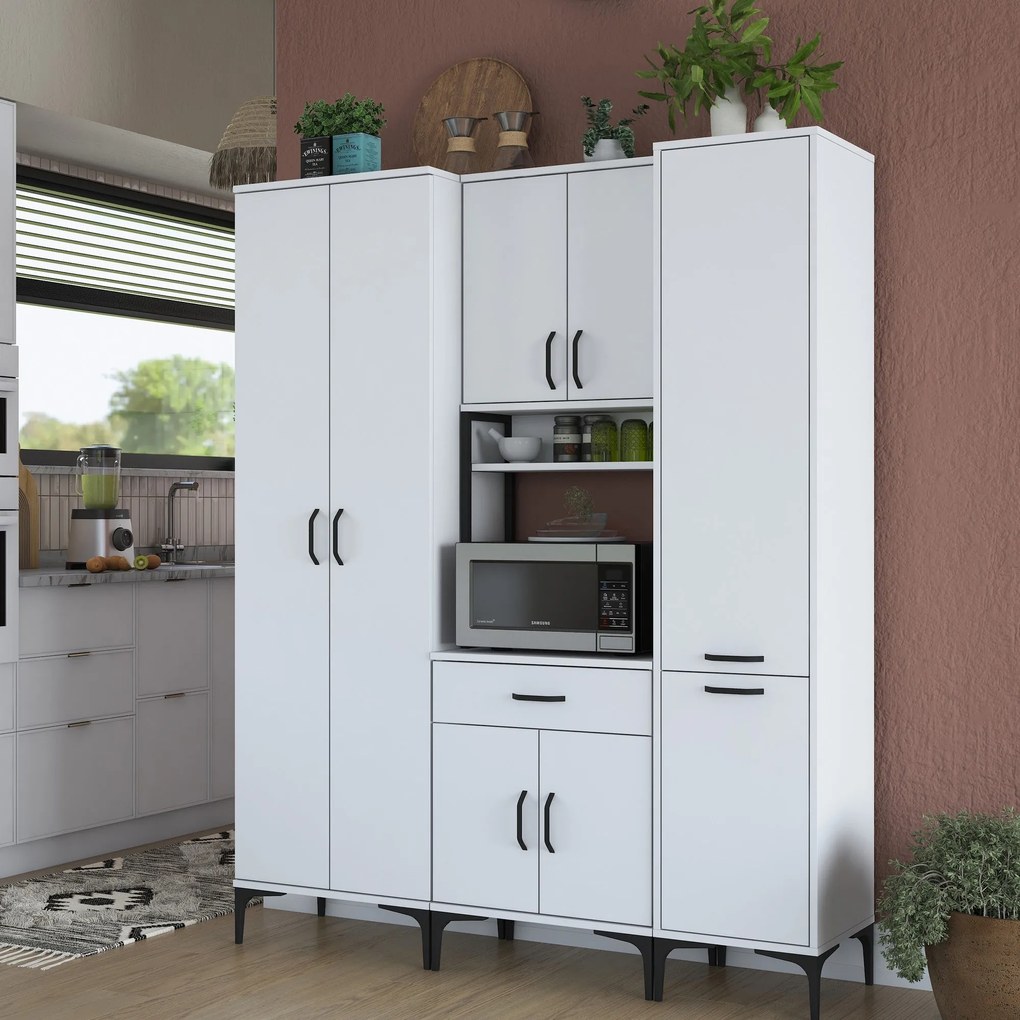 Armário Alto de Cozinha "Stella " - Branco - Design Moderno