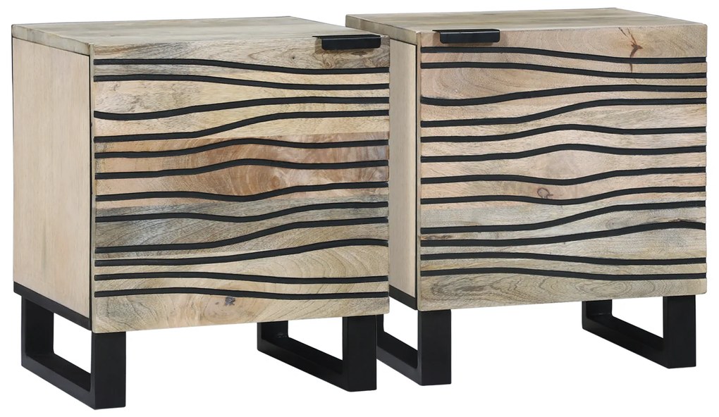 vidaXL Mesas de cabeceira 2 pcs Natural 40 x 33.5 x 46 cm