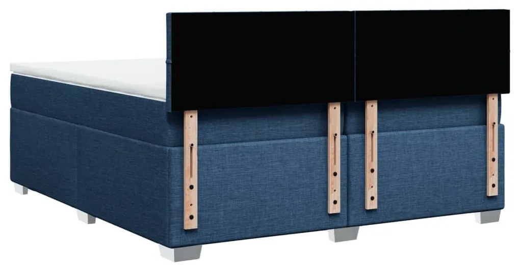 Cama com molas/colchão 200x200 cm tecido azul