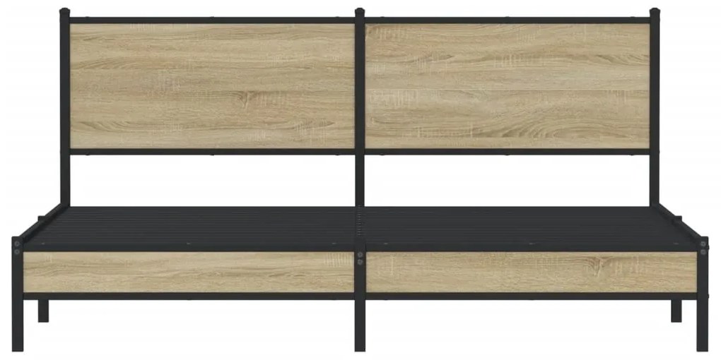 Estrutura de cama sem colchão 160x200cm metal carvalho sonoma