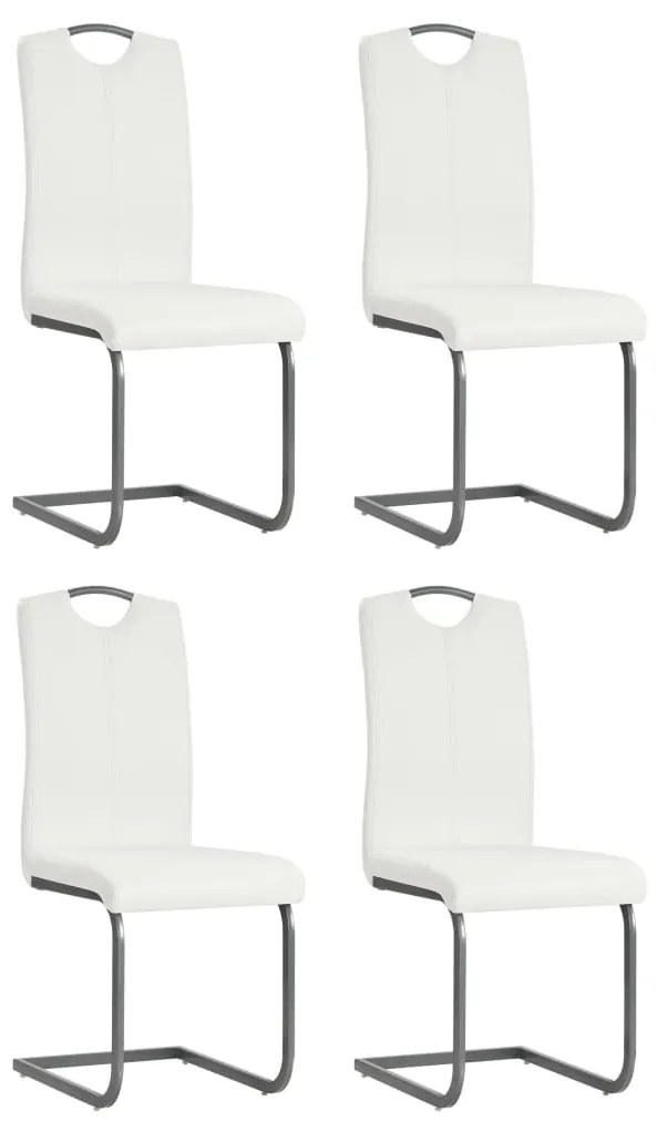 Cadeiras de jantar cantilever 4 pcs couro artificial branco