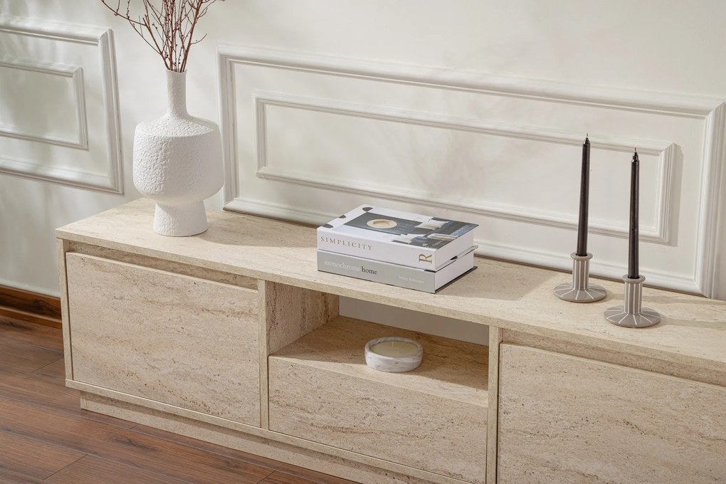 Móvel TV Vanguard – Travertine – 160x42x29,5 cm