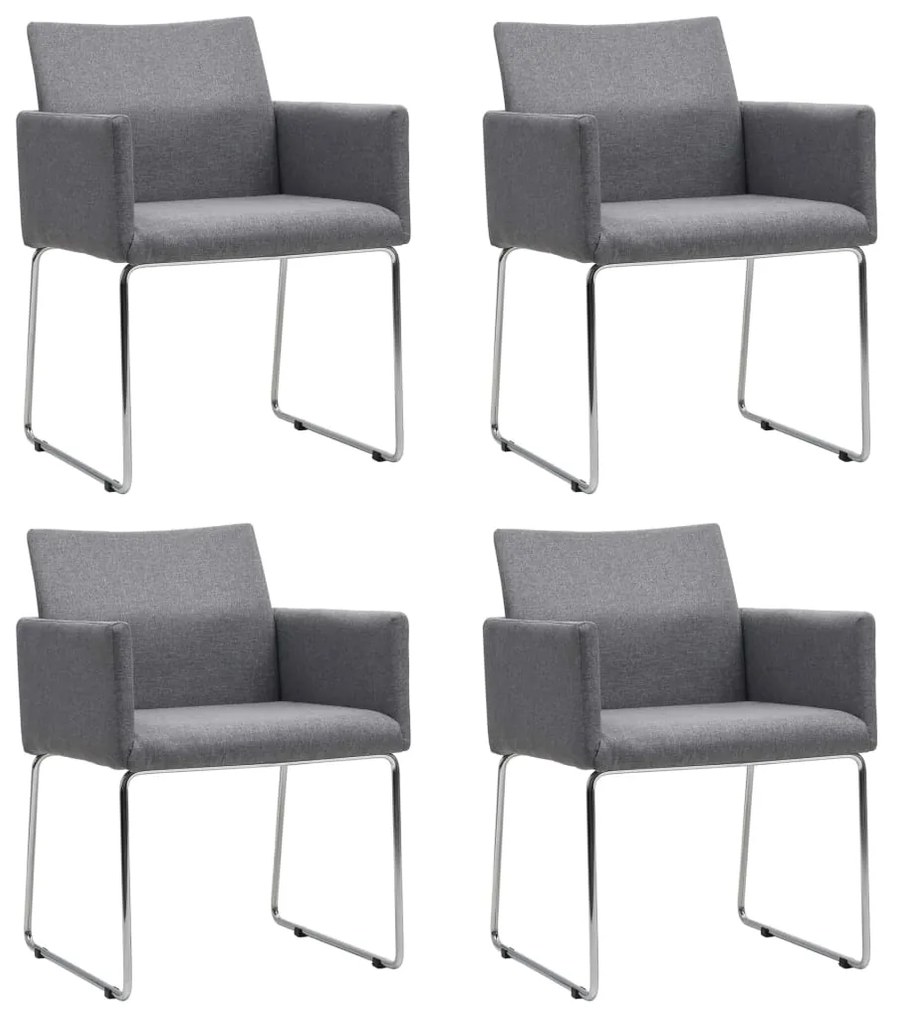 vidaXL Cadeiras de jantar 4 pcs tecido cinzento-claro