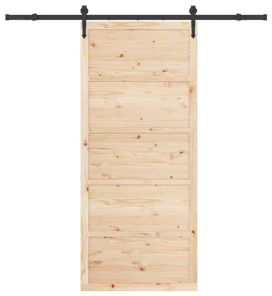 Porta Deslizante Castanho 90 x 208 cm Madeira de pinho maciça